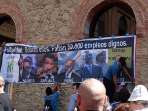 protest al salariatilor de la Telefonica, cu care s-a solidarizat Ada Colau